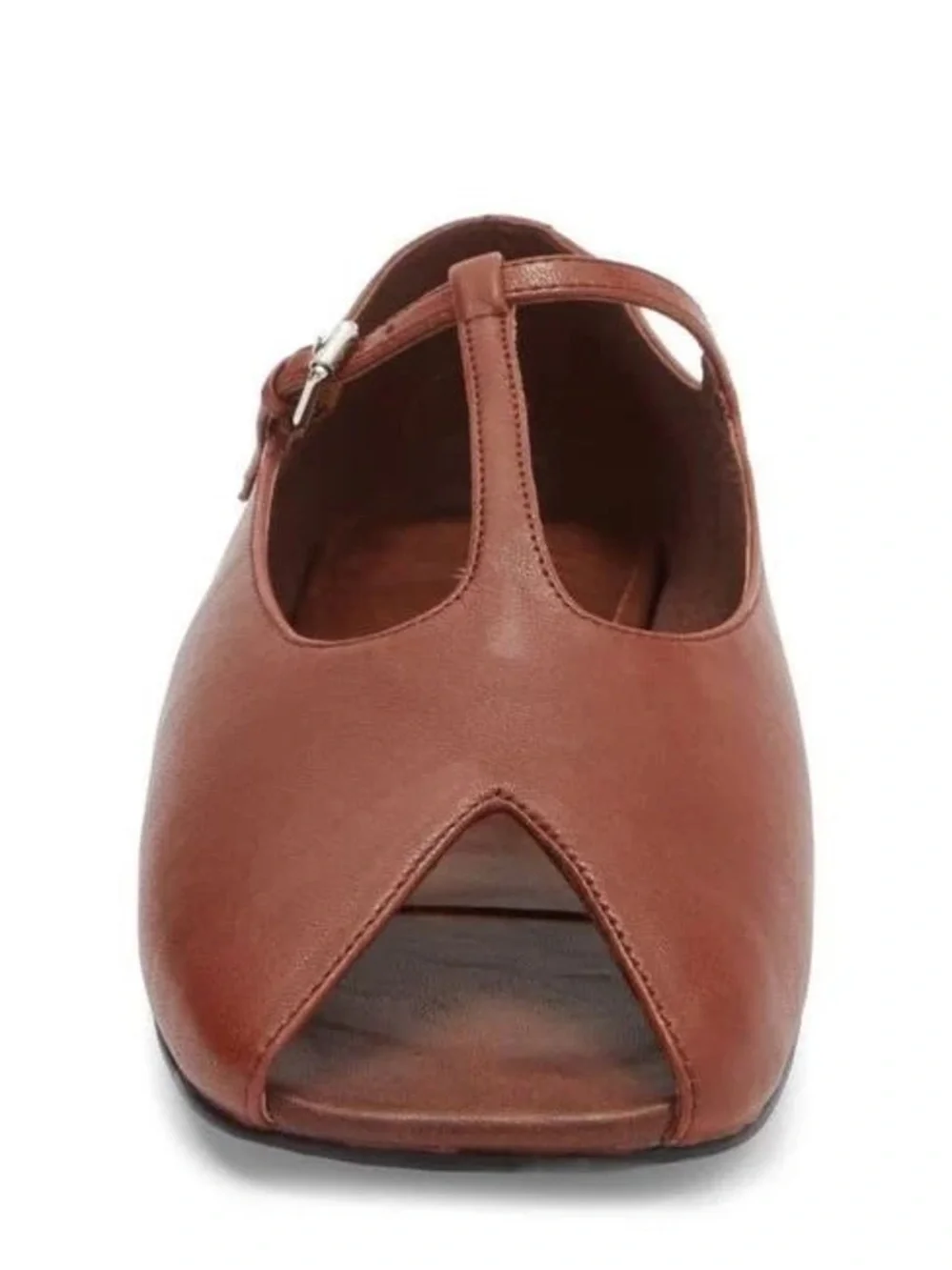 Women's Brown Keeneland T-Strap Peep Toe Flat